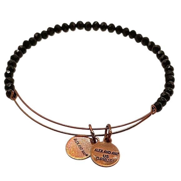 Alex And Ani Brilliance Bead Eclipse Bracelet Bangle Copper Wire Black Beads - Picture 14 of 14